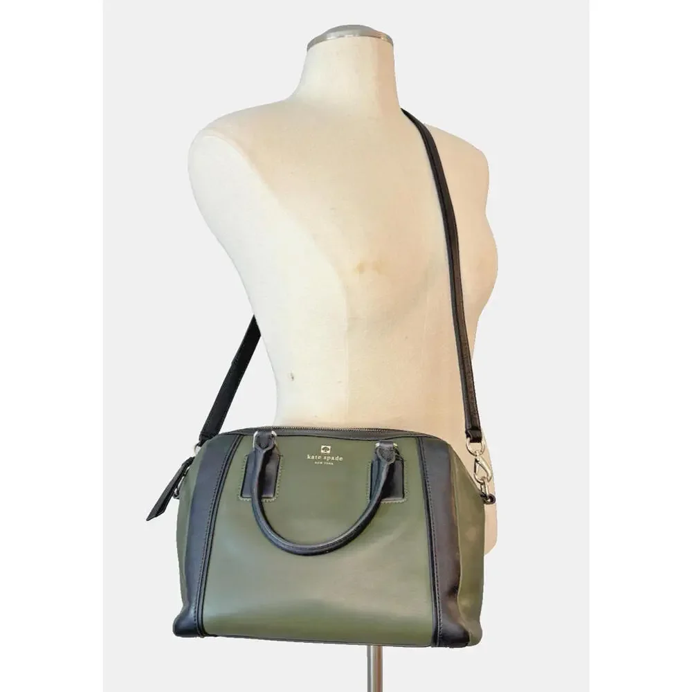 Kate Spade Gr/Bk Hudson Street Blake Cruiser Convertible Satchel Purse Bag EUC - Picture 1 of 6